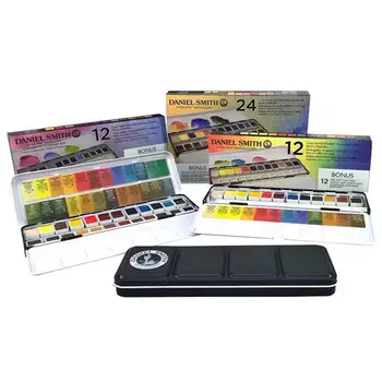 Daniel Smith Pusė-vienetinis masyvo Akvarelės Dažų Naujo Produkto Paleidimo 12/24 Spalva Alavo Box Set Acuarelas Dot Spalva Kortele