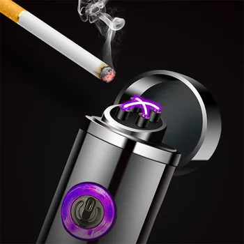 Elektrinis Metalo Žiebtuvėlių, Rūkyti Vėjo Dual Plazmos Lanku Įkraunamas USB Žiebtuvėlis hqd Disponuojamų Cigarečių Vyrų Dalykėlių