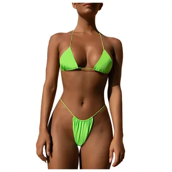 Seksualus Kietas Bikini Vasara Moterų maudymosi Kostiumėliai Kratinys Seksualus Bikini Tvarstis Padalinta maudymosi kostiumėlį Paplūdimio Nustatyti Biquini Maudymosi Kostiumai