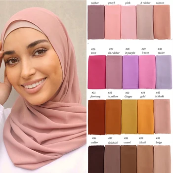 10 vnt./daug Didmeninės Hijab Premium Sunkiųjų Šifono Hijab Šalikas Malaizijos Moterų Paprasto Wrap Vientisų Spalvų Skaros Moterų Foulard