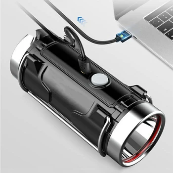 Super Hard Light LED Žibintuvėlis USB Įkrovimo Žvejybos Super Šviesus du kartus-Šviesos Kempingas Lauko Elektros Žibintuvėlis atsparus Vandeniui