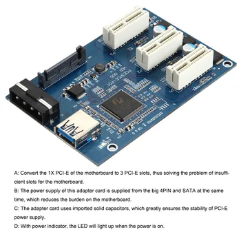 PCI-E PCIE Adapter Card PCI-E 36P Lizdas 1X 3X Grafika Kortelės Išplėtimo Korta PCI-E Konverteris, Laidas Plokštė