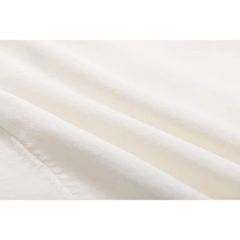 2021 Baltas Megztinis Pasėlių Palaidinės Atvartas Elegantiškas Trumpas Rankovės Rok Marškinėliai Vasaros Stilingas Darbo Pareigas, Ponios E-Girl Relax Blusas Viršų