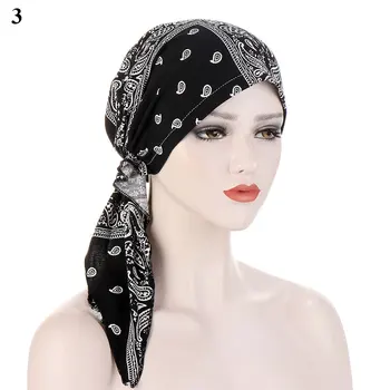 1PC Musulmonų Moterys Spausdinti Hijabs Kepuraitės, Galvos Turbaną Galvos Skara Chemo Vėžio Cap Plaukų Slinkimas Skrybėlę Uodegos variklio Dangčio Gėlių Audinys Dangtelį