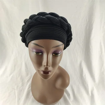 2021African Nigerijos Turbaną Dangtelis Su Moterų Medvilnė Kvėpuoja Skrybėlę Musulmonų Šalikas Gelis galvos Apdangalai Platus Kraštų Auto Gele Aso Ebi Headtie