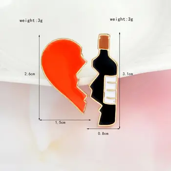 2Pcs Creative New Heart Wine Series Badges On A Pin Badges Backpack Metal Badges Cartoon Love Red Wine Stitching Drip Brooch
