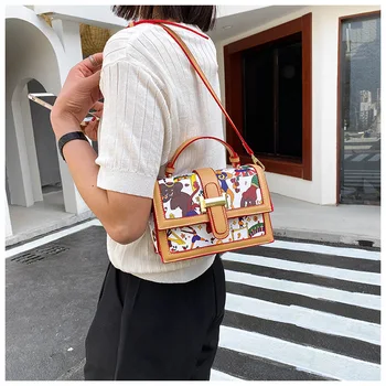 Mados juokinga spausdinti prabangos prekės ženklo moterys rankinės mažas kvadratas maišelį naują hitą spalvos moteriška krepšys makiažas mobiliojo telefono pečių maišą