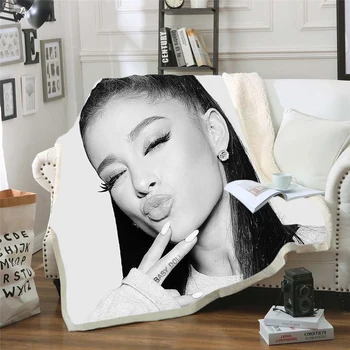 Ariana Grand Vilnos Antklodė Pliušinis 3d Atspausdintas Suaugusiems Sofa Sherpa Vilnos Lovatiesė Wrap Mesti Antklodę stilius-9