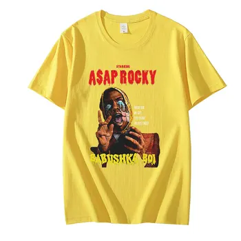 ASAP Rocky 90s Grafinis Spausdinti marškinėliai 2021 m. Vasaros Naują Hip-Hop Medvilnės trumpomis Rankovėmis Marškinėliai, Negabaritinių Prarasti Pora T-Shirt