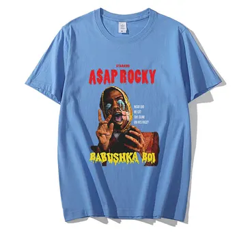 ASAP Rocky 90s Grafinis Spausdinti marškinėliai 2021 m. Vasaros Naują Hip-Hop Medvilnės trumpomis Rankovėmis Marškinėliai, Negabaritinių Prarasti Pora T-Shirt