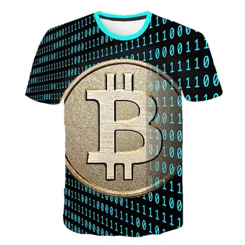 Bitcoin Revoliucijos Aukso Bitcoin Žalia T-Shirt Gatvės hip-hop Cool Atsitiktinis Pasididžiavimas T-Shirt Vyrai Mada 3D Marškinėliai