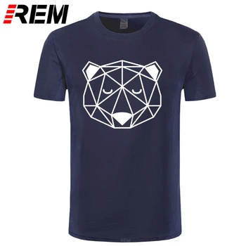 REM Geometrinis Rudasis Lokys Galvutė T-shirt New Nordic Gyvūnų Miško Lokys Marškinėlius Mados Kūrybinis Dizainas T marškinėliai Atsitiktinis Viršūnes Tees