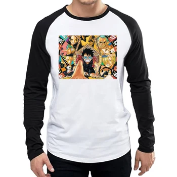 Anime One Piece, T-Marškinėliai Ilgomis Rankovėmis Mens Mados Mielas Dizainas Chopper Zoro Marškinėliai Topai Tees Unisex Visą Rankovės Luffy Drabužiai