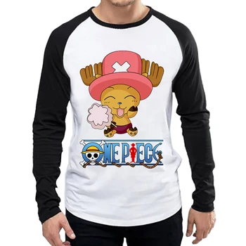 Anime One Piece, T-Marškinėliai Ilgomis Rankovėmis Mens Mados Mielas Dizainas Chopper Zoro Marškinėliai Topai Tees Unisex Visą Rankovės Luffy Drabužiai