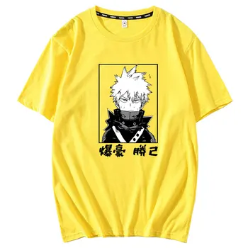 Katsuki Bakugo vyriški marškinėliai Mano Herojus akademinės bendruomenės Anime Harajuku trumpomis Rankovėmis Vasarą apvalios kaklo marškinėliai vyrams negabaritinių marškinėliai vyrams