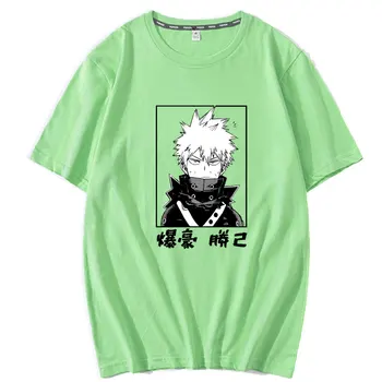 Katsuki Bakugo vyriški marškinėliai Mano Herojus akademinės bendruomenės Anime Harajuku trumpomis Rankovėmis Vasarą apvalios kaklo marškinėliai vyrams negabaritinių marškinėliai vyrams