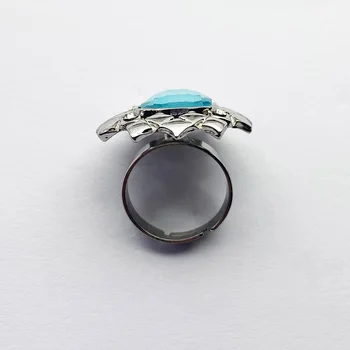 Reguliuojamas Piršto Žiedas Naujas Mados Paprastas Dizainas, Sidabrinė Spalva Mėlyna Akmuo Gėlių Piršto Žiedą Vestuves Moterų Pareiškimą Žiedas