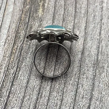 Reguliuojamas Piršto Žiedas Naujas Mados Paprastas Dizainas, Sidabrinė Spalva Mėlyna Akmuo Gėlių Piršto Žiedą Vestuves Moterų Pareiškimą Žiedas