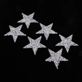6Pcs Žvaigždė Crystal Siūti Geležies Siuvimo Dekoratyvinių Badeges Išsiuvinėti Pleistras Ženklelis Drabužių Aplikacijos Lipdukai Maišelis Audinio 50mm