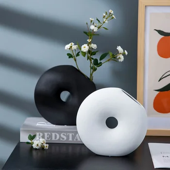 Moderni Klasika Keramikos Vaza Juoda Balta Kūrybos Namų Puošybai Gėlių Kompozicijų Konteineris Stalo Vaza