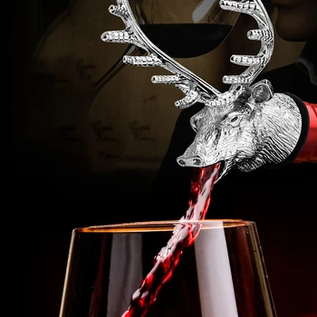 3D High-end Elnių Galvos Vyno Įpilti Vyno Kamščiu Elnių Galvos Formos Vyno Mediniai Kamščiu, Mediniai Postringauti Silikono netoksiškas Patvarus