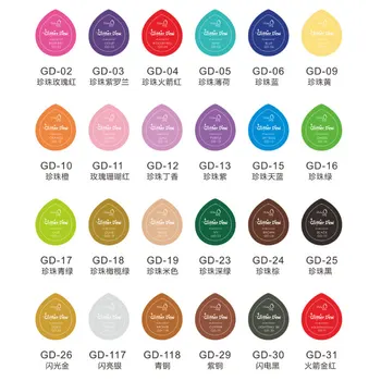 24 spalvų Vandens lašas Blizgučiai Rasos Pigmentinio Rašalo Pagalvėlę 