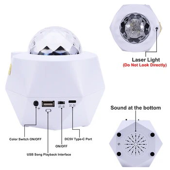 USB Projektoriaus Šviesos Nuotolinio Valdymo Projekcija Lempos Vandens Banga LED Nakties Šviesa 