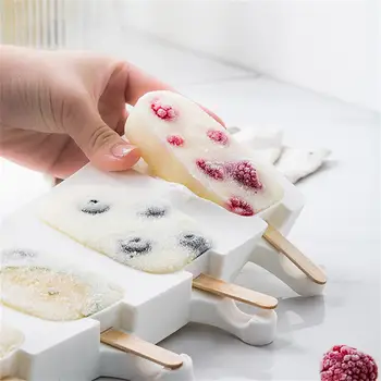 Maisto Saugaus Silikono Ledų Pelėsis 4 Skylę Sušaldyti Ledo Kubelių Formos Popsicle Maker 