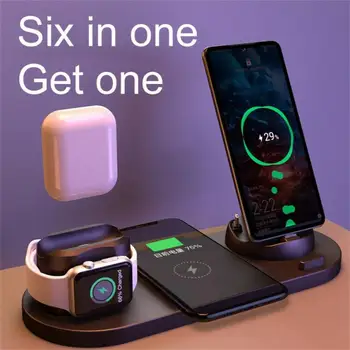 Belaidžio Super Charge Stotis 6 In1 Belaidžio Įkrovimo Dokas Turėtojas Iwatch Įkroviklio Stovas Airpods1/2 iPhone Samsung 