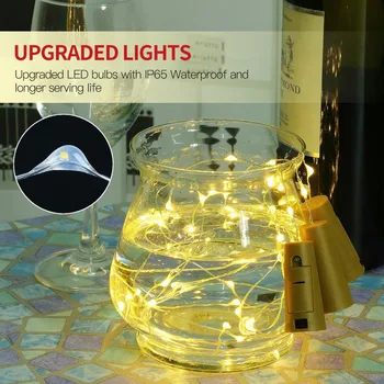 6.5 ft 20 LED Wijnfles Lichten Kurk Batterij Aangedreven Guirlande 