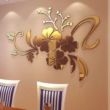 1 Set Prabangus Gėlių 3D Veidrodis, Sienų Lipdukai Nuimamas Decal Kūrybos Freskos Namų Miegamąjį, TV Foną Decoration0608