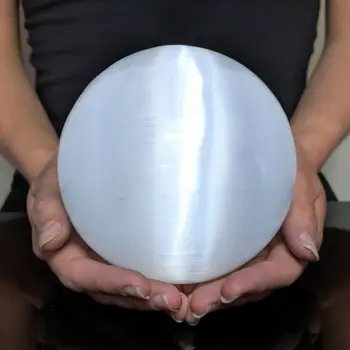 AAA 55-65mm Selenitas Srityje Visiškas Mėnulio Deivės Psichikos Baltos Gipso Crystal Ball