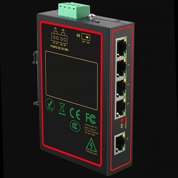 5 Uostų, Pramoninių Metalų Atveju Ethernet Switch 10/100Mbps Rj45 Signalo Stiprinimo Vlan Tinklo Jungiklis