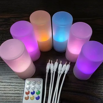 6VNT Elektros Žvakė RGB Mirgėjimo LED Arbata Šviesos USB Įkrovimo Naktį Lempos Nuotolinio Valdymo Atveju Vestuvių Apšvietimo Decores 6H Laikmatis