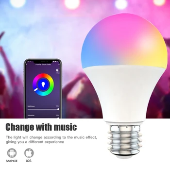 LED Wifi Smart Lemputė 15W Pritemdomi RGBW Lempa E27 B22 Už Alexa 