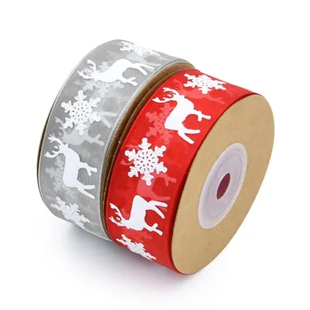 2,5 cm spausdinimo Kalėdinė dekoracija sniego verpalai, juostelės 10-20meter 