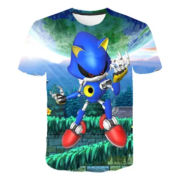 Vasaros drabužių berniukų ir mergaičių, super Mario, sonic 3D animaciją mados atsitiktinis atspausdintas T-shirt, juokinga, naujas mados viršų 2021