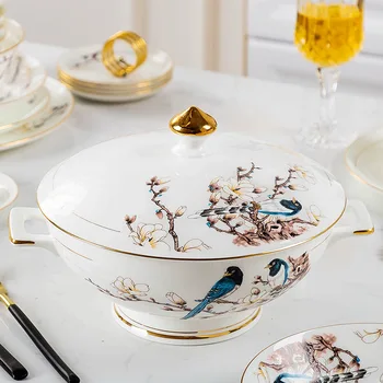 Jingdezhen kaulų Kinija 60 stalo plokštės, dažytos aukso patiekalų, nustatyti buitinių ryškios Europos dovana