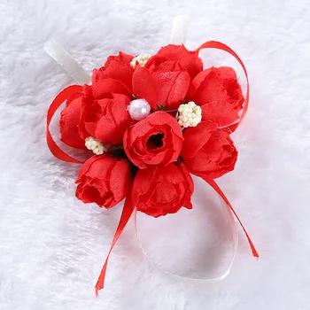 Vestuvių modeliavimas riešo gėlių vestuvių prekių šilko gėlių pearl riešo gėlių vestuvių vertus gėlių bridesmaid riešo gėlių