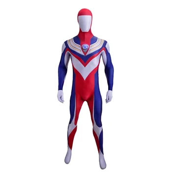Filmo Ultraman Tiga Cosplay Kostiumų su Šviesos Kaukė Fullboday Helovinas Kostiumas Superhero Jumpsuit Vyrų/Moterų//kids