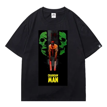 Pjūklą Vyras Punk Anime T-shirt Mens Viršūnes 2021 M. Vasarą Kietas Gatvės Vyrų, Berniukų marškinėliai Harajuku Gatvėje Manga Tee T Marškinėliai Topai