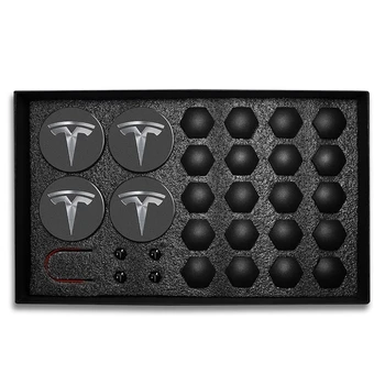 Už Tesla Model 3 X Y S Automobilių Ratų Center Caps Stebulės Dangtelis Užsukamu Rinkinys Dekoratyvinis Padangos Automobilių Modifikacijos, Priedai Logotipas Ženklelis