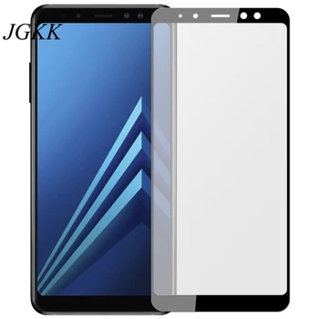 JGKK Matinis Anti pirštų Atspaudų Grūdintas Stiklas Samsung Galaxy A5 A6 A7 A8 Plius 2018 Matinio Ekrano Saugotojas, Šilko Marginimo Filmas