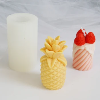 3D ananasų formos silikono Formos Aromatizuoti Žvakės pelėsių pyragas apdaila priemonė, Saldainiai, Šokoladas, Pelėsių Virtuvės Kepimo apdaila