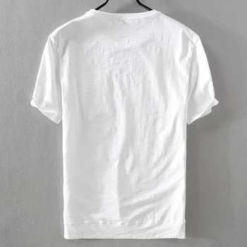 Naujas stilius Italijoje brand t marškinėliai vyrams lino ir medvilnės white t-shirt mens vasaros atsitiktinis marškinėlius vyrams viršūnes mados marškinėliai chemise
