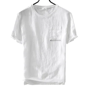 Naujas stilius Italijoje brand t marškinėliai vyrams lino ir medvilnės white t-shirt mens vasaros atsitiktinis marškinėlius vyrams viršūnes mados marškinėliai chemise