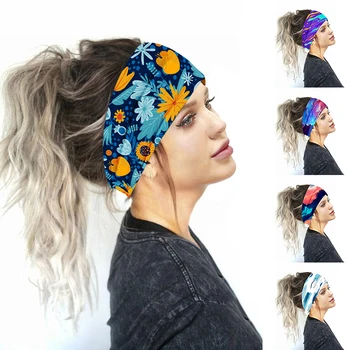 2020 Mados Naujų Moterų Hairband Platus Medvilnės Ruožas Lankelis Merginų Galvos Apdangalai Turbaną Sporto Spausdinimo Bandana Plaukų Aksesuarai