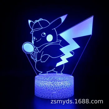 TAKARA TOMY Pokemon Pikachu 3D Naktį Šviesos Kūrybos LED Vaizdo Šviesos Valentino Diena Dovana staliukas Lempos Gimtadienio Dovana