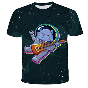 Kosmoso astronautas 3D T-shirt, išspausdintas žvaigždės, dangus, berniukų ir mergaičių, miesto mados tendencijų drabužius