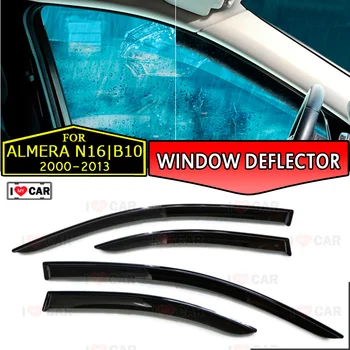 Lango deflektorius, skirtas Nissan Almera N16 / B10 2000-2013 sedanas automobilio lango kreiptuvas vėjo guard ventiliacijos saulės, lietaus skydelis padengti automobilių puošimas